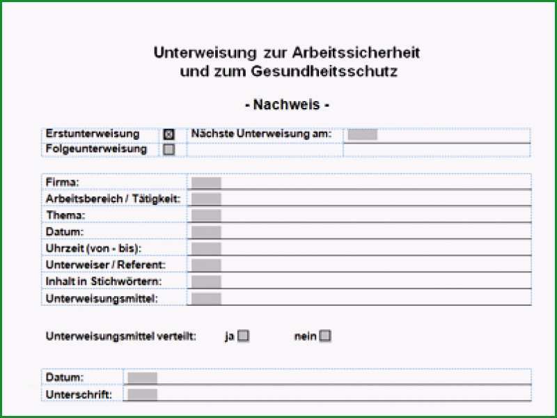 unterweisung fremdfirmen vorlage word