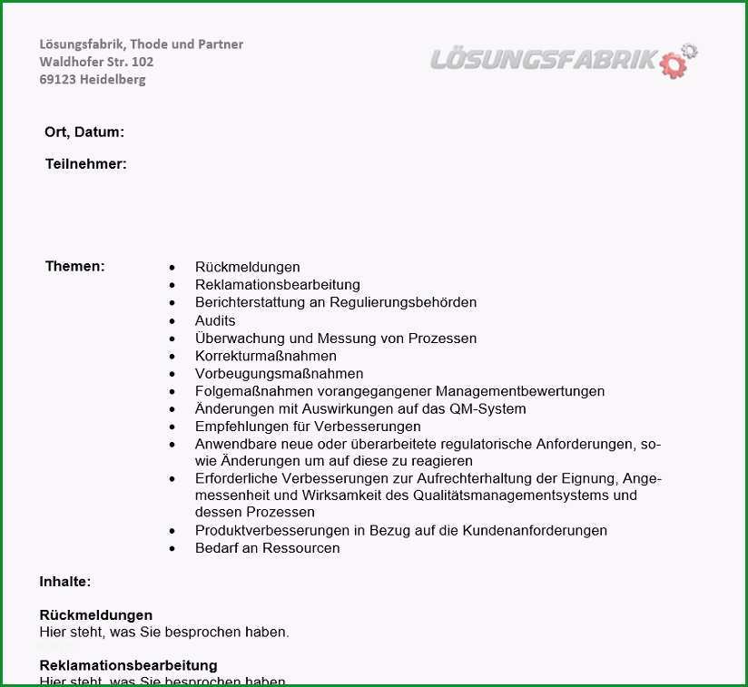 vorlage iso managementbewertung managementreview