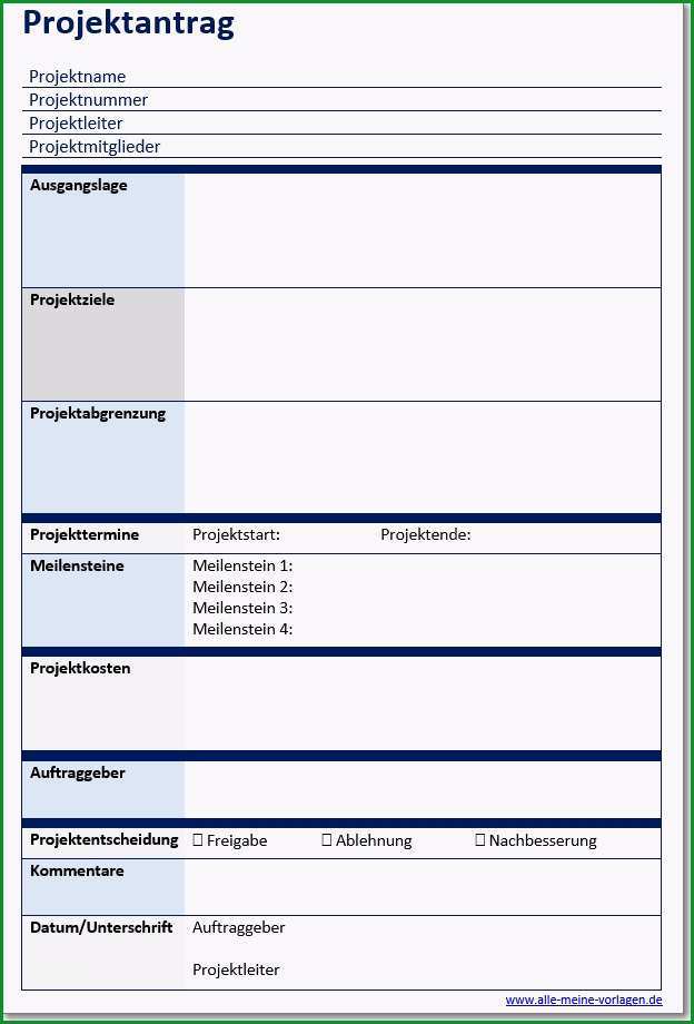 vorlage projektantrag