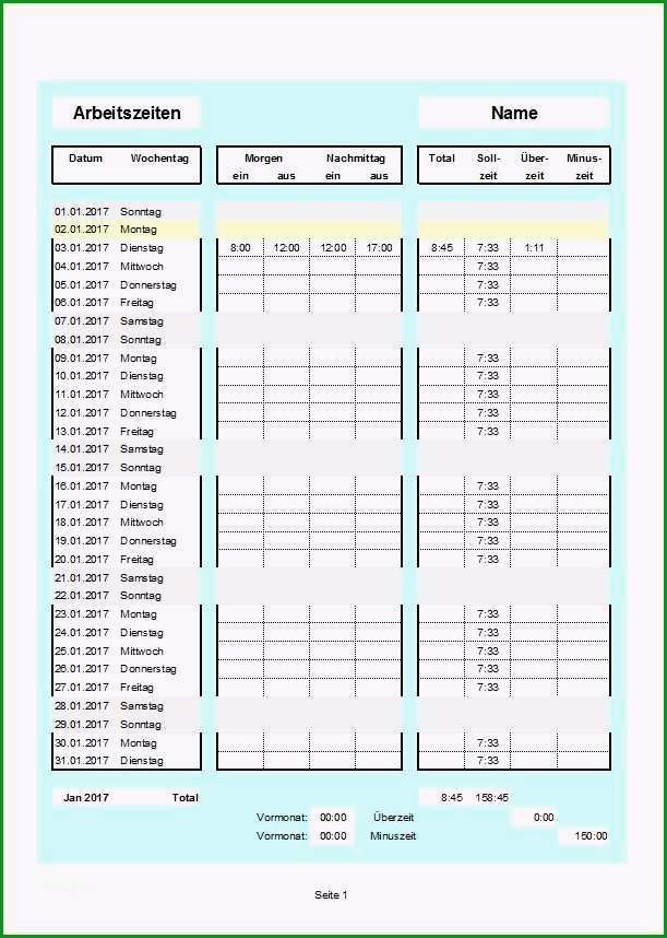 vorlage zur dokumentation der taglichen arbeitszeit muster