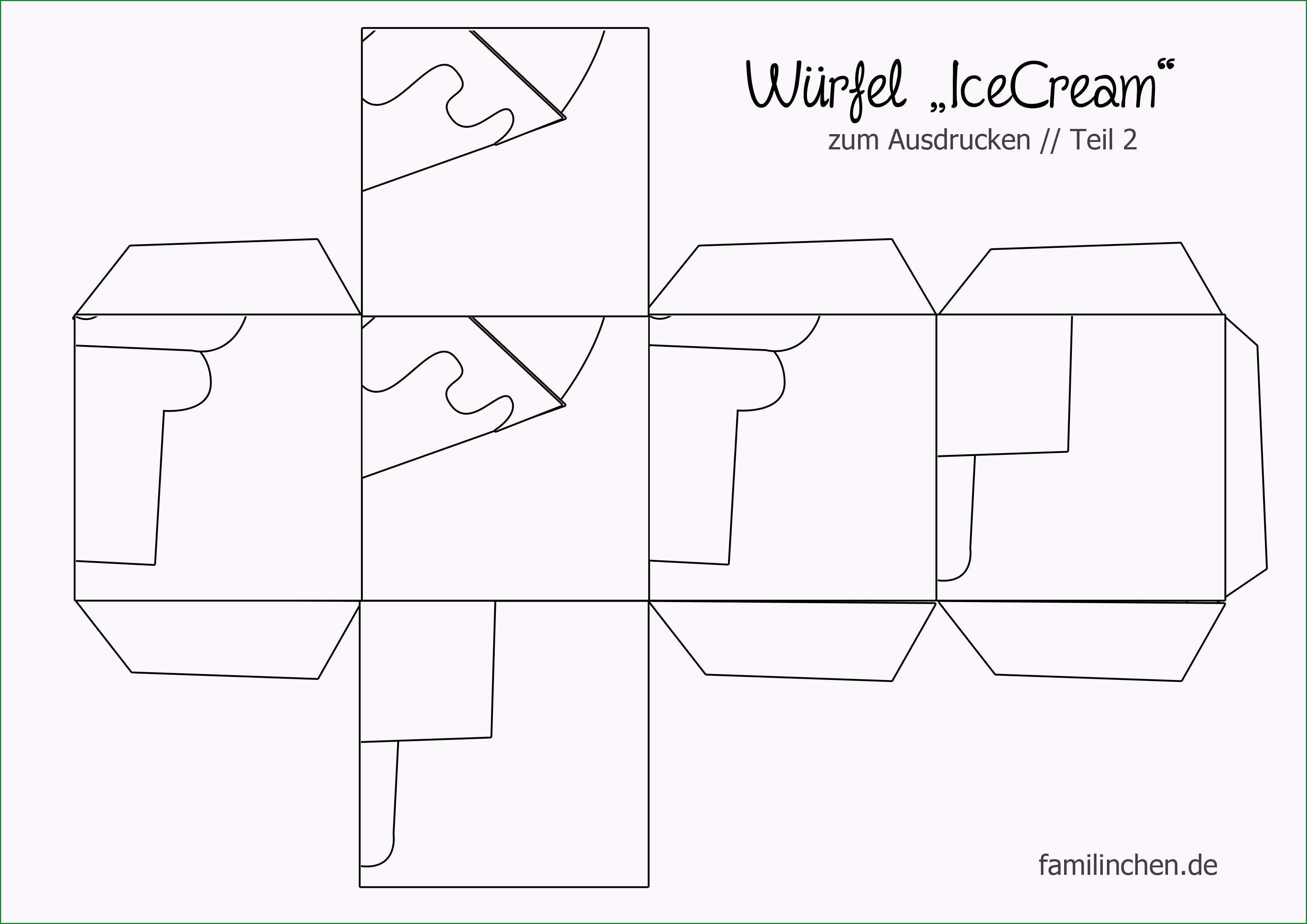 wuerfel bastelvorlage aus papier mit motiv eiscreme