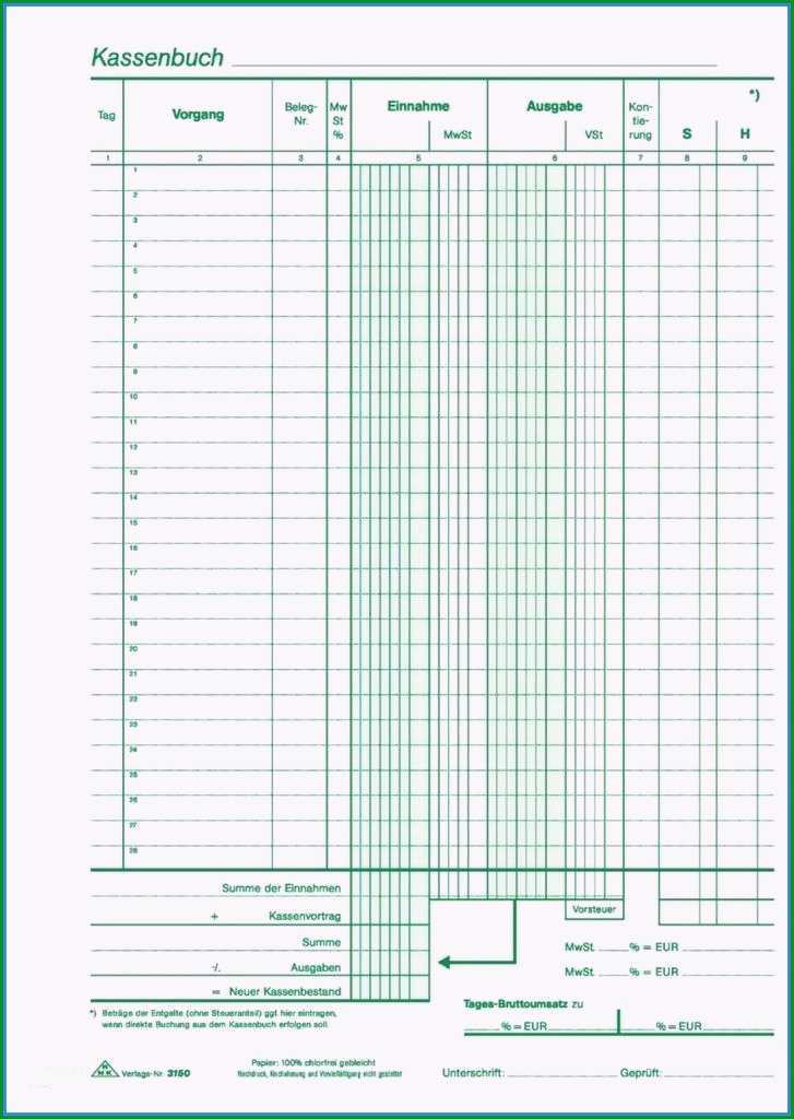 15 kassenbuch handschriftlich vorlage