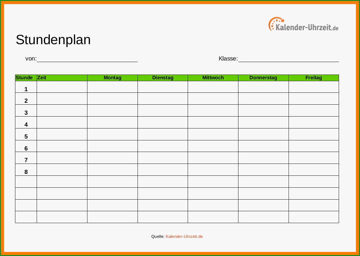 15 stundenplan vorlage excel