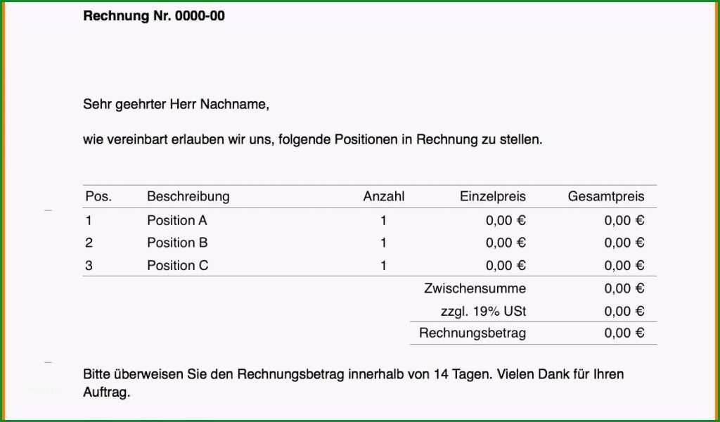 20 rechnung erstellen vorlage kostenlos