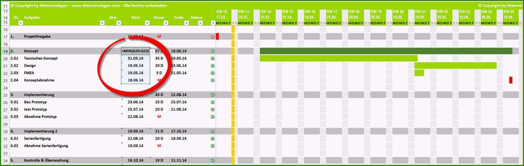 7 zeitplan erstellen excel vorlage