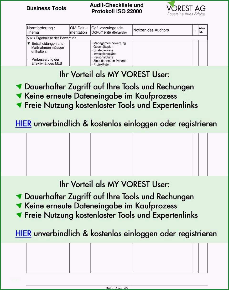 Audit checkliste und protokoll iso