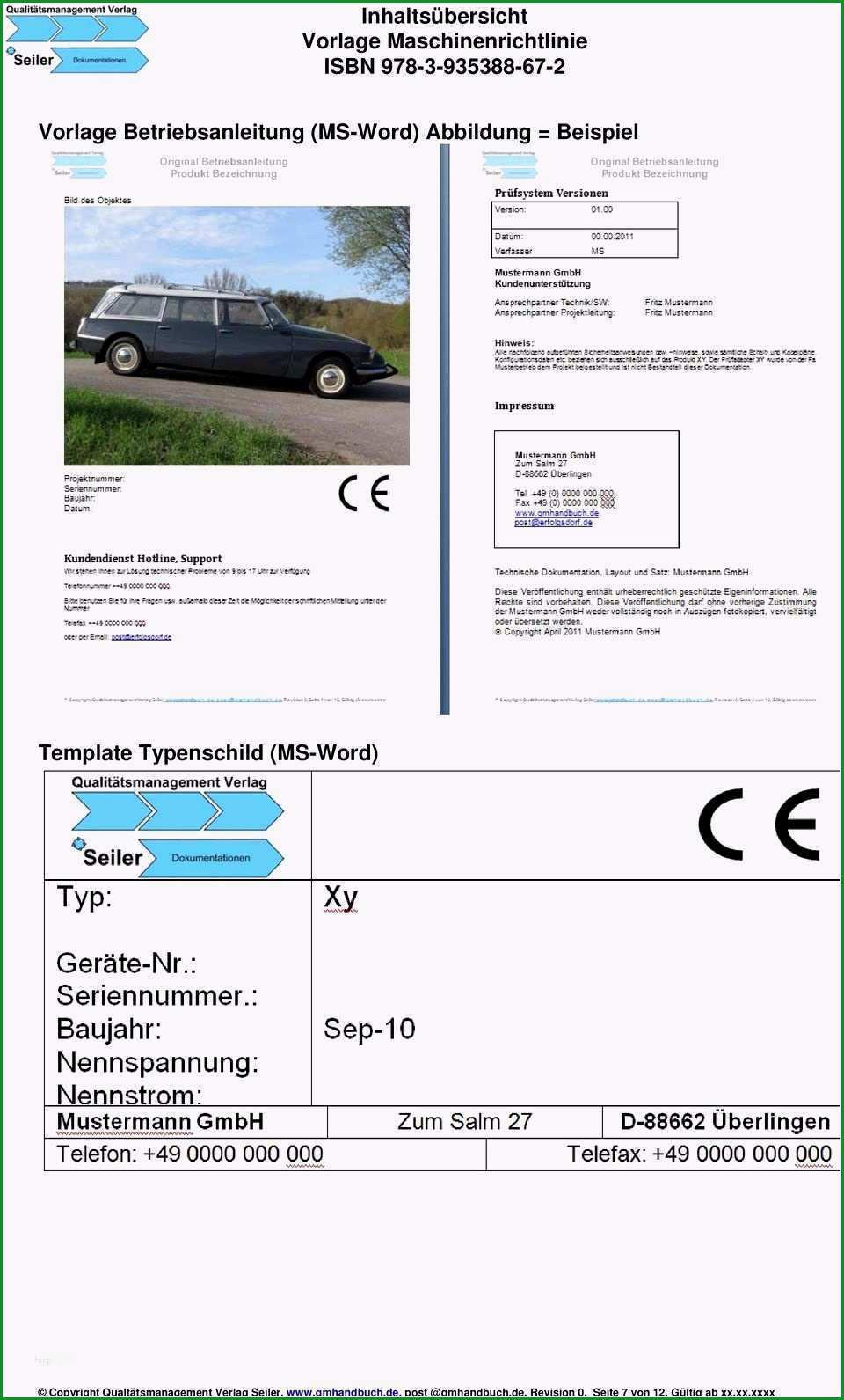 betriebsanleitung vorlage word wunderbar vorlage maschinenrichtlinie pdf