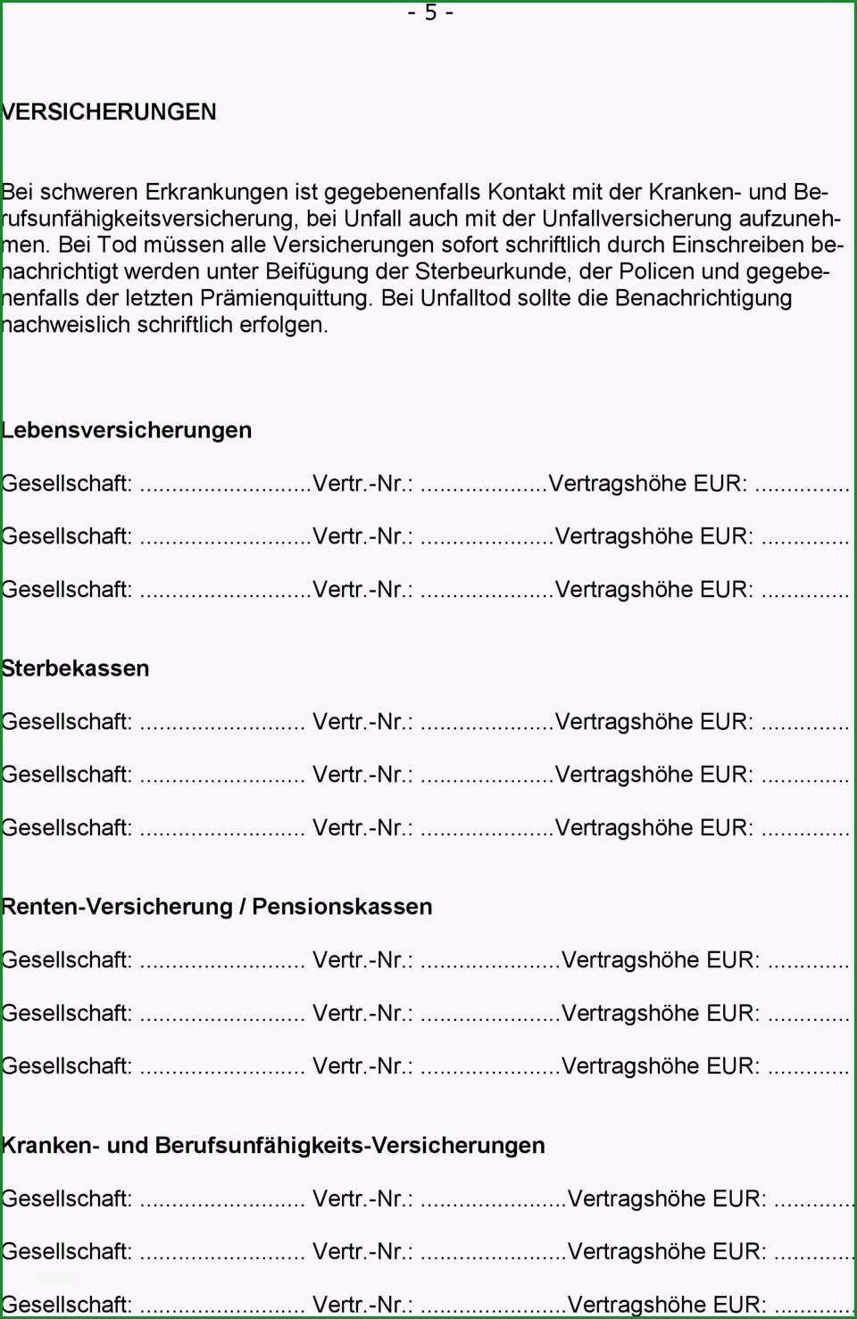 Checkliste fuer den ernstfall