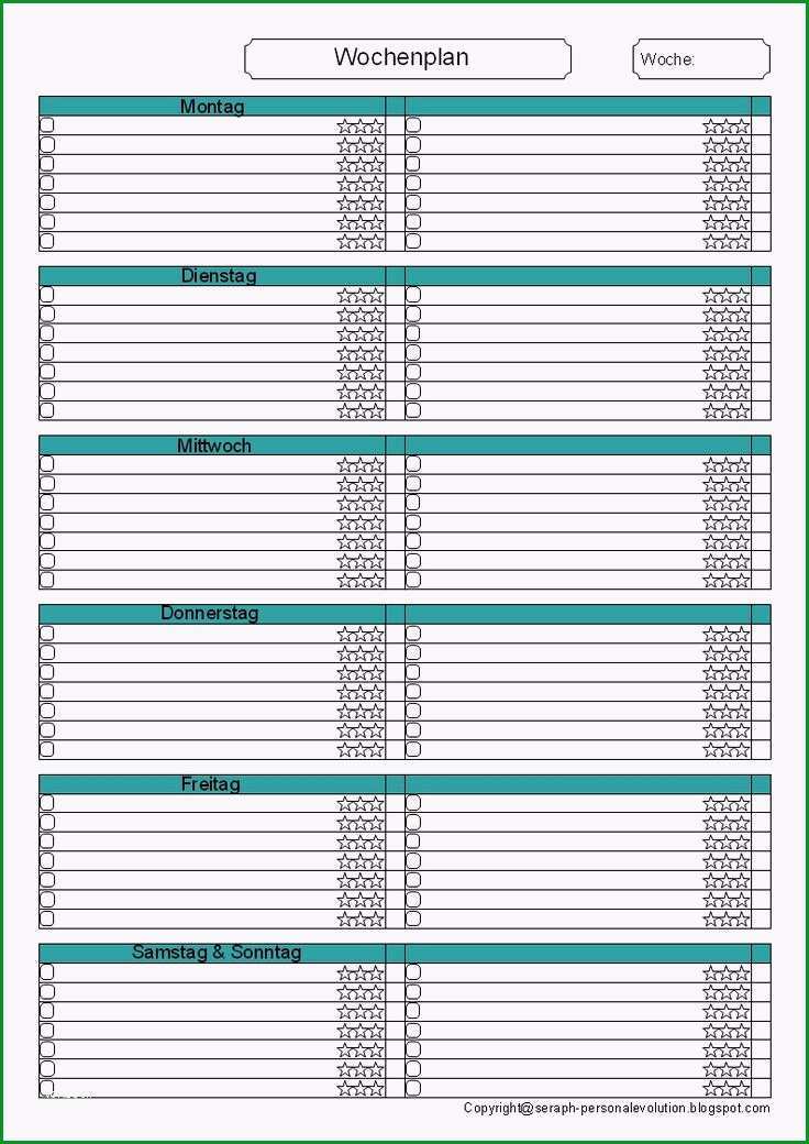 wochenplan vorlage