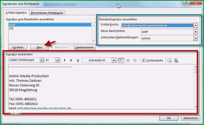 e mail signatur vorlage geschaftlich neu adresse outlook