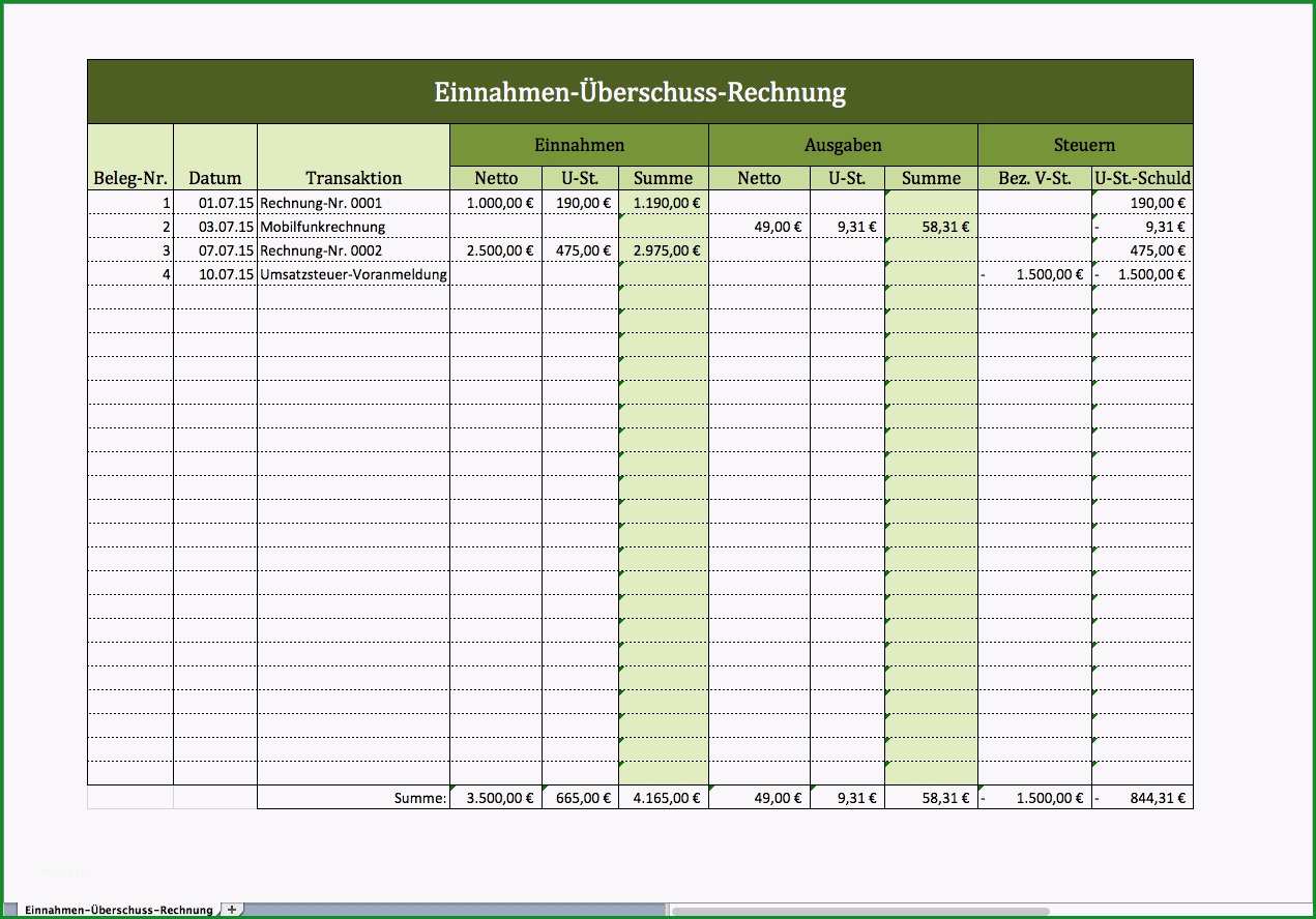 eur vorlage finanzamt einnahmen uberschuss rechnung mit excel vorlage excel