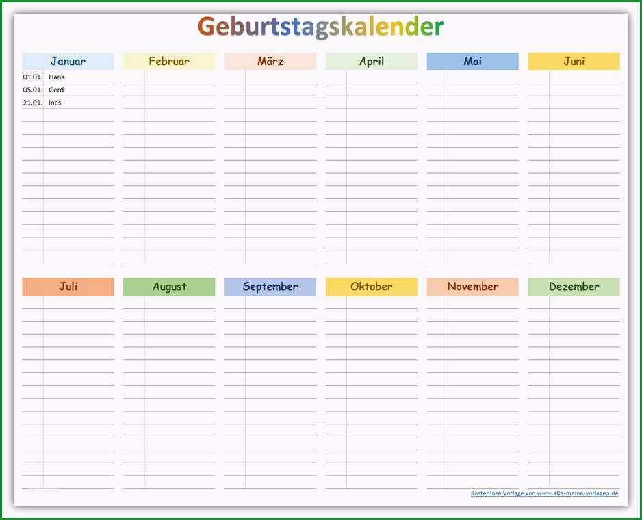 Sensationell Geburtstagskalender Zum Ausdrucken - Kostenlos Vorlagen