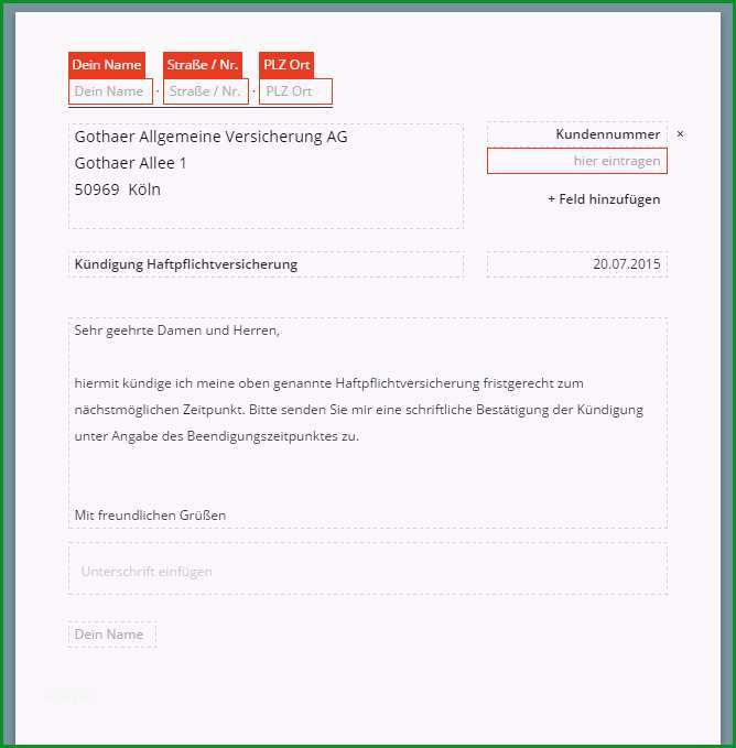Gothaer Haftpflichtversicherung Kuendigung Vorlage
