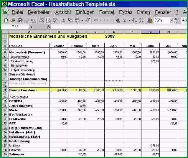 haushaltsbuch excel vorlage kostenlos