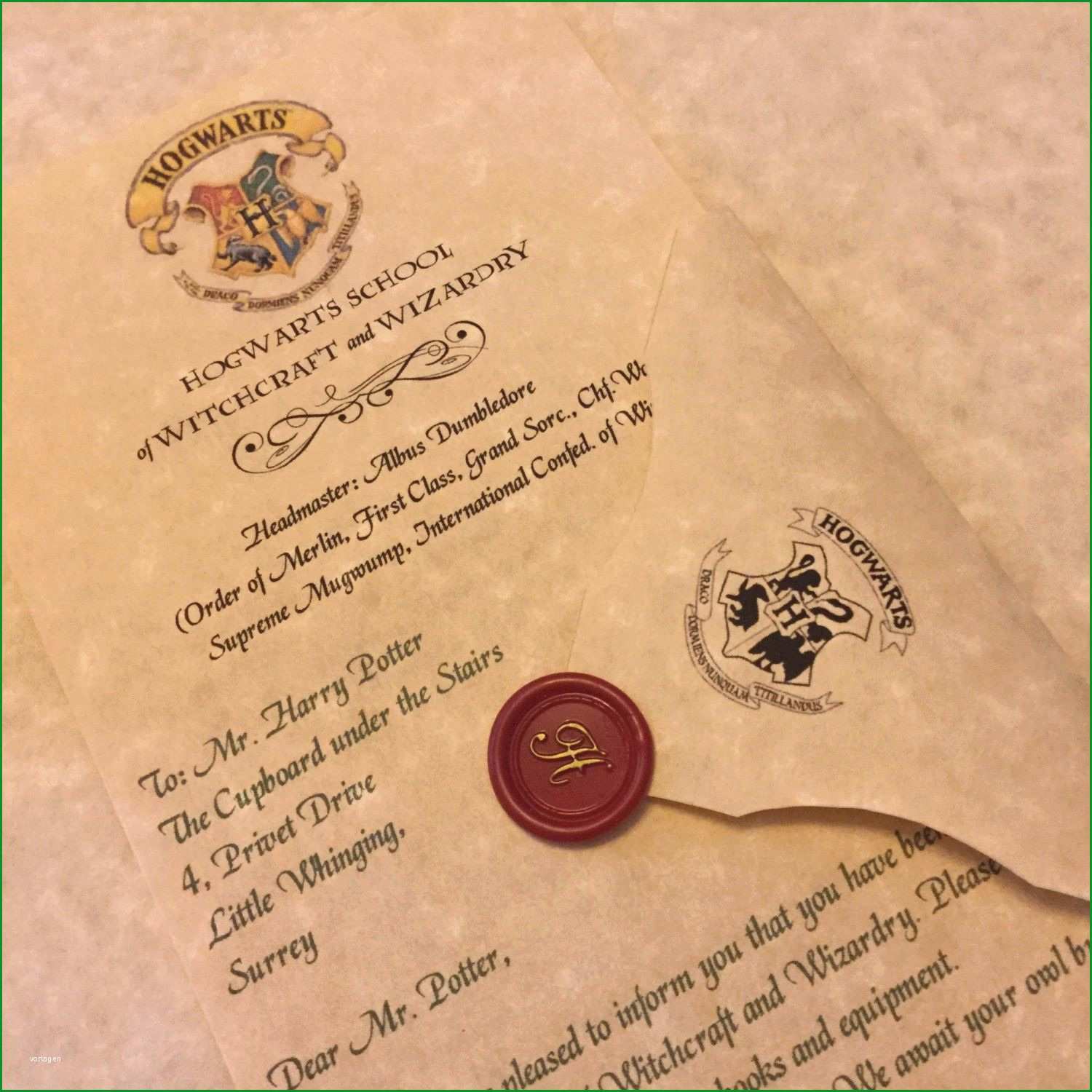 hogwarts brief vorlage