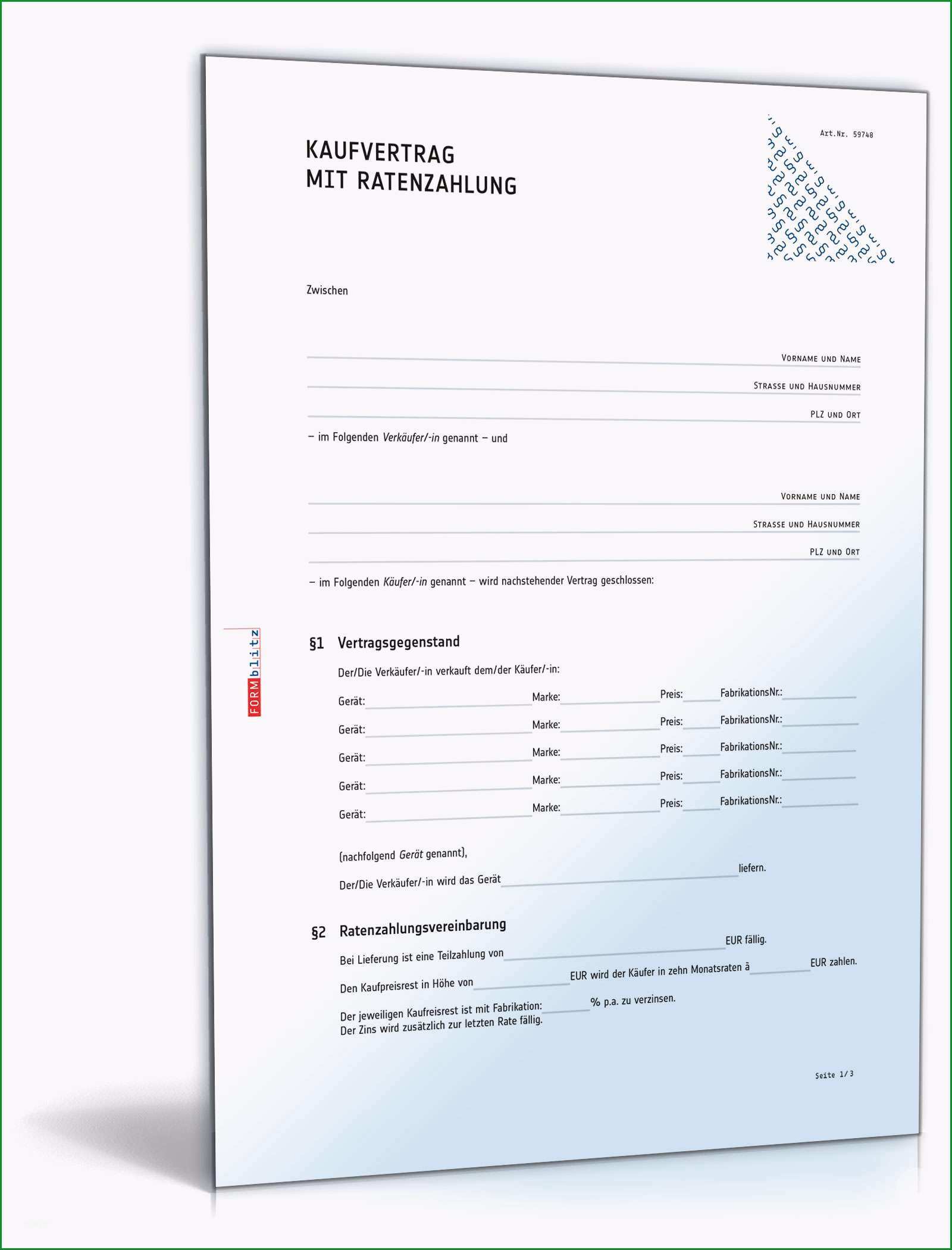 kaufvertrag mit ratenzahlung