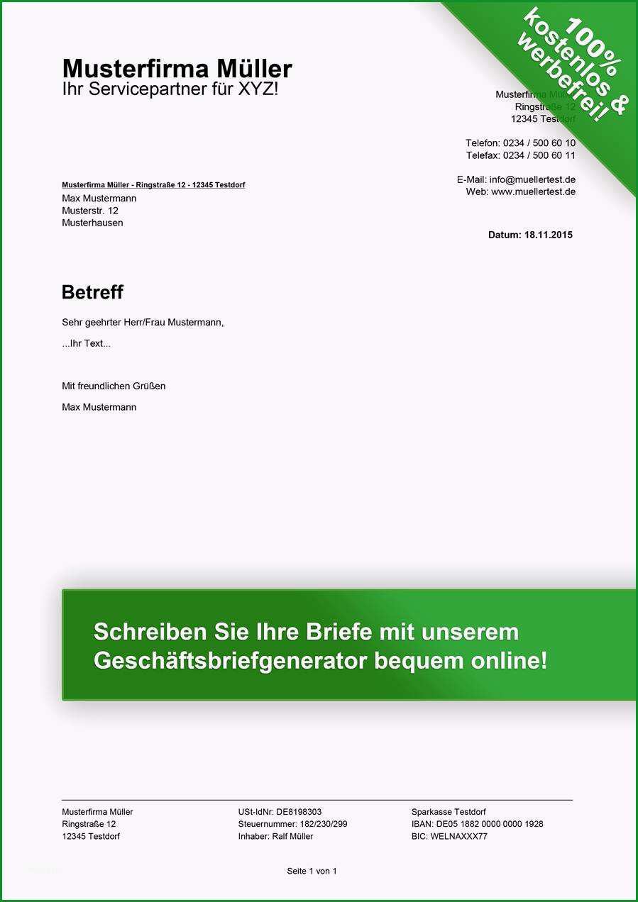 geschaeftsbrief vorlagen