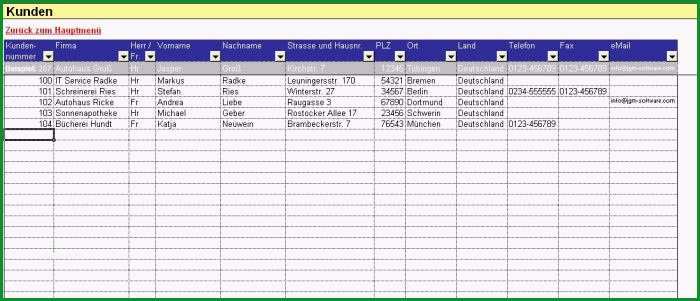 kundenkartei excel vorlage