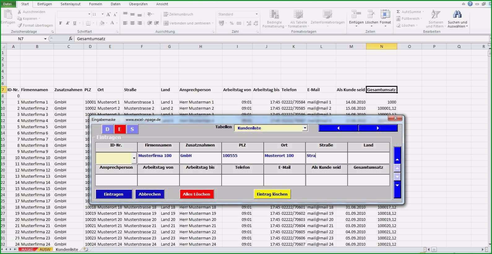 kundenliste excel vorlage erstaunlich datenbanken in excel aus einer eingabemaske mit zuweisung