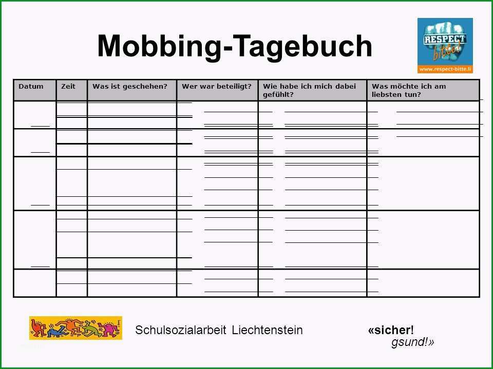 16 Phänomenal Mobbing Tagebuch Vorlage Nur Für Sie 1