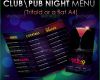 Sensationell Nachtklub Bar Getränkekarte Cocktailkarte