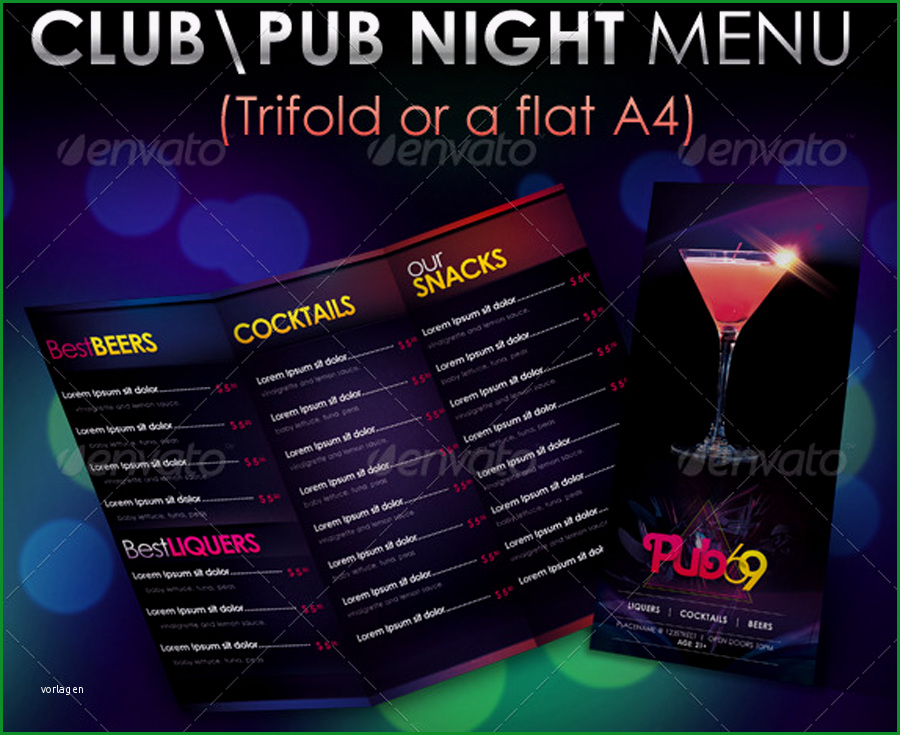 nachtklub cocktailkarte