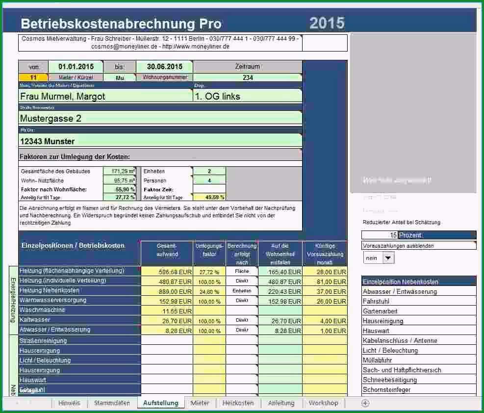 nebenkostenabrechnung vermieter vorlage excel der beste 4 zusammen nebenkostenabrechnung excel