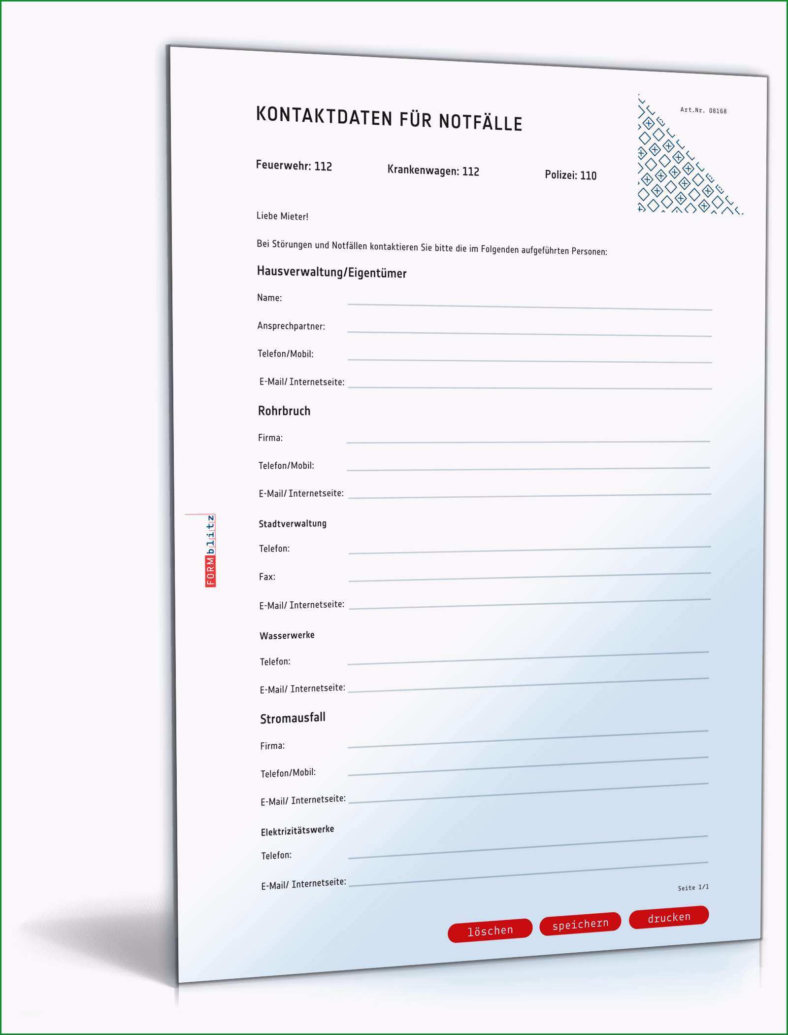 aushang kontaktdaten notfall