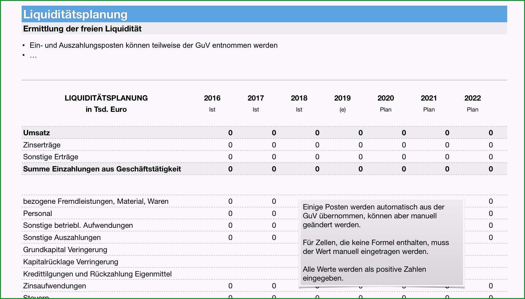 finanzplanung guv bilanz cash flow