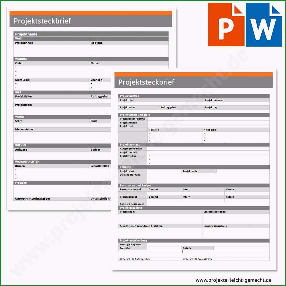 projektsteckbrief vorlage word