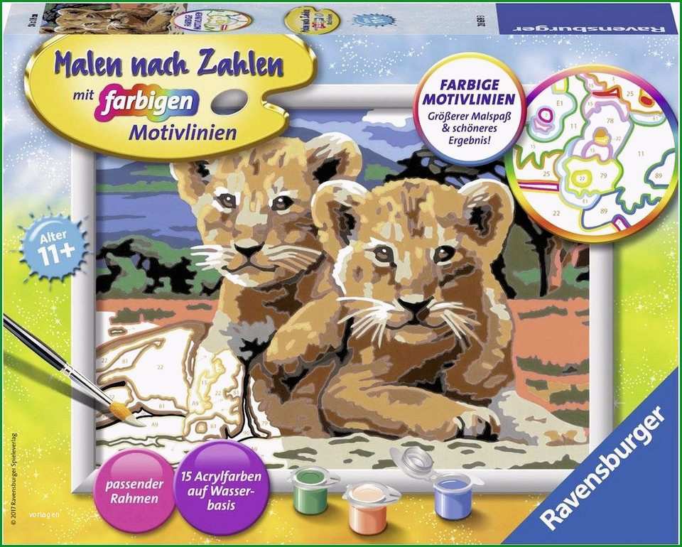 ravensburger malen nach zahlen kleine loewenbabys