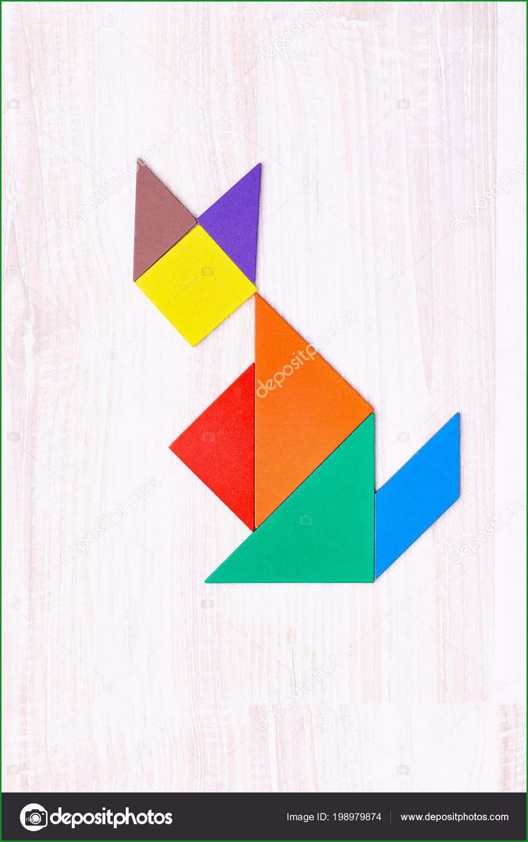 schinden sie lay bunte tangram figuren form von katze auf intended for tangram vorlage