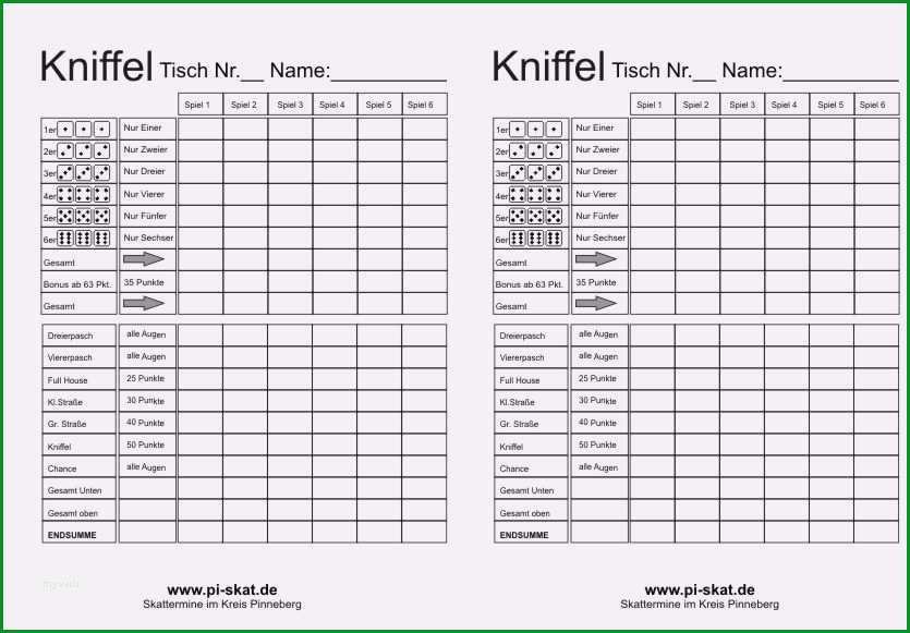 Sensationell Skat Excel Vorlage Beste Kniffelblock Zum Ausdrucken