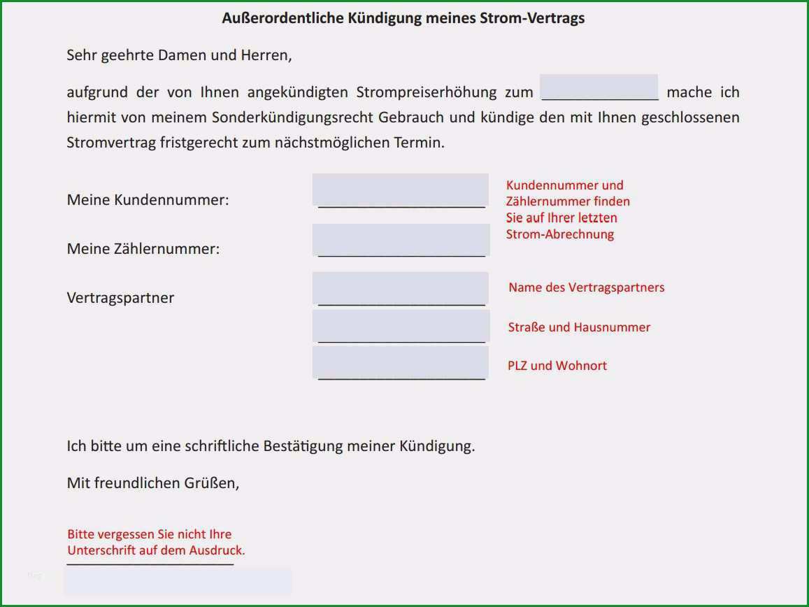 stromanbieter kundigen preiserhohung vorlage