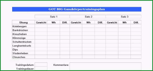 trainingsplan vorlage leer