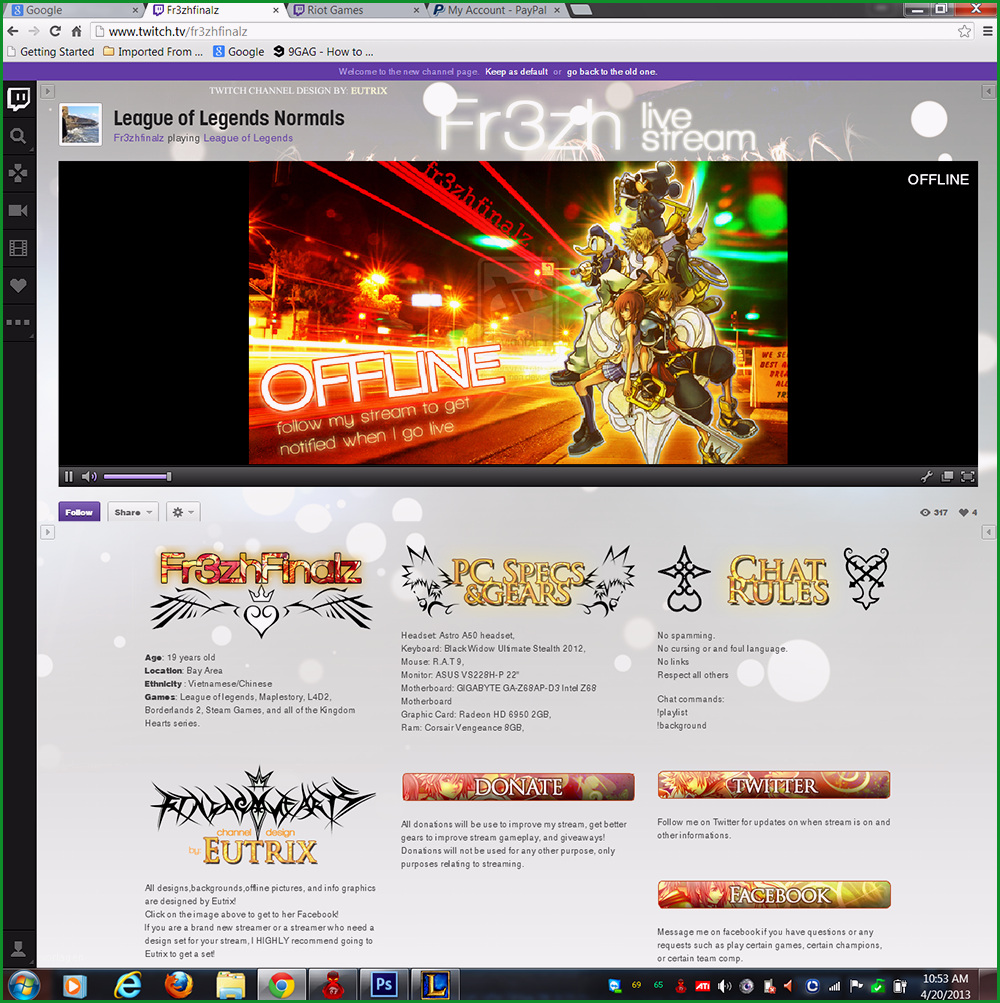 twitch channel design for fr3zh
