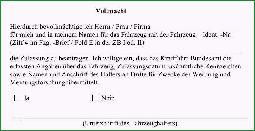 vollmacht kfz anmeldung vorlage schon datenkrake kfz zulassung