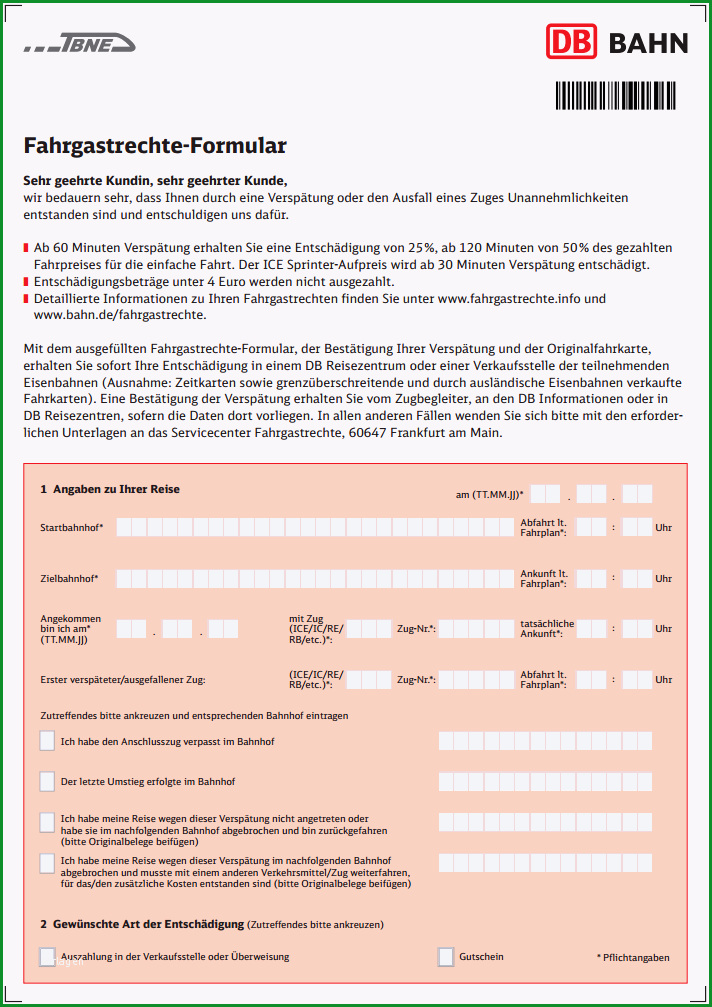 fahrgastrechte formular