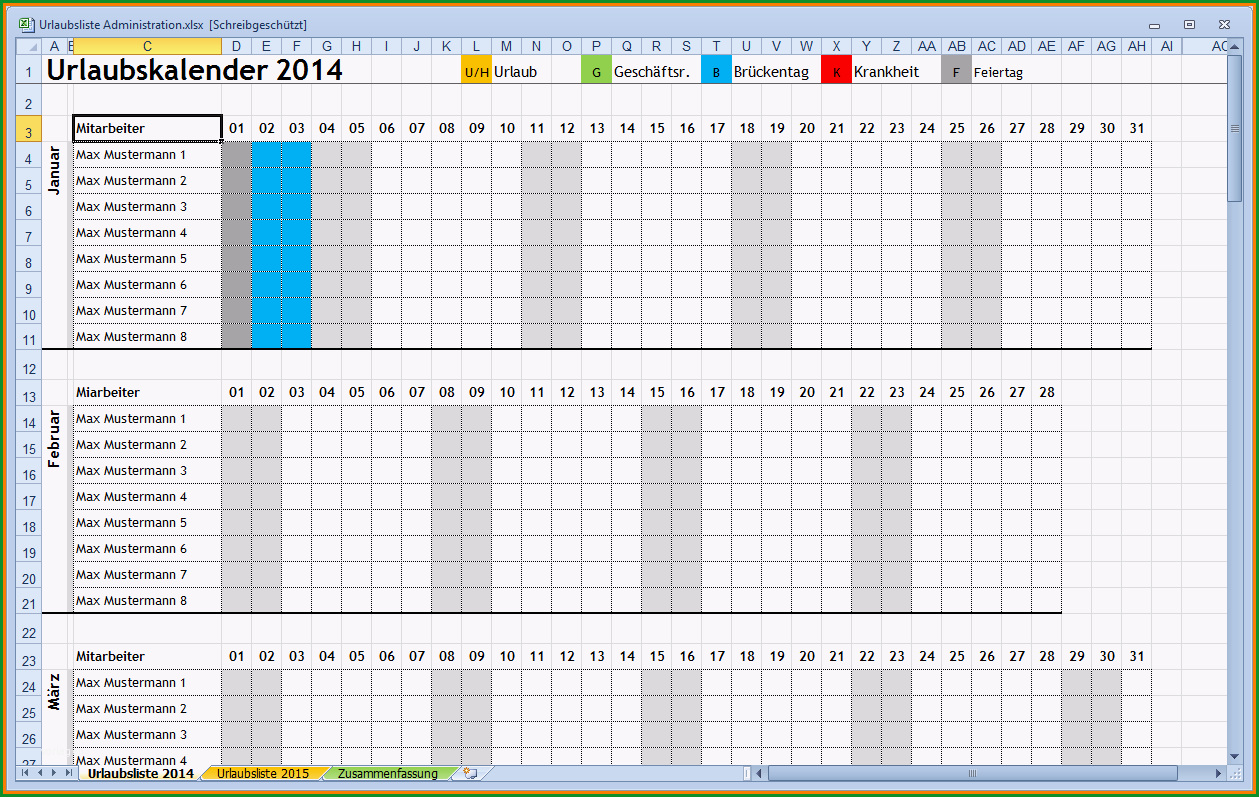 10 urlaubsplan excel vorlage