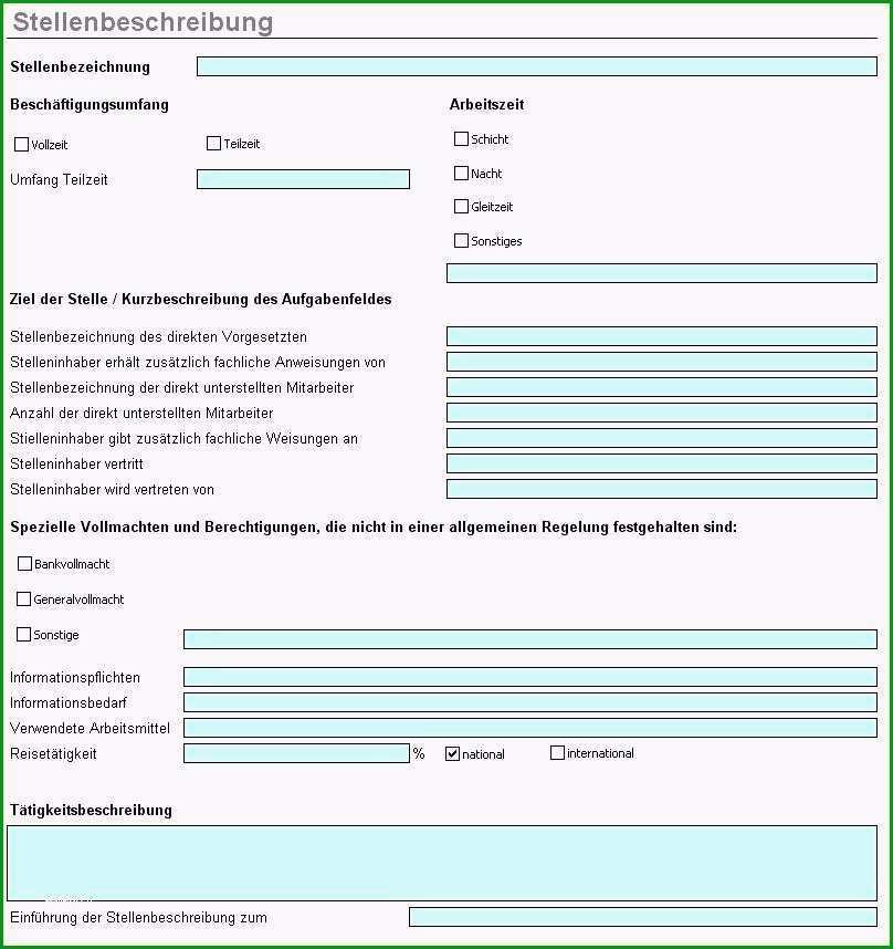 12 stellenbeschreibung vorlage excel kostenlos