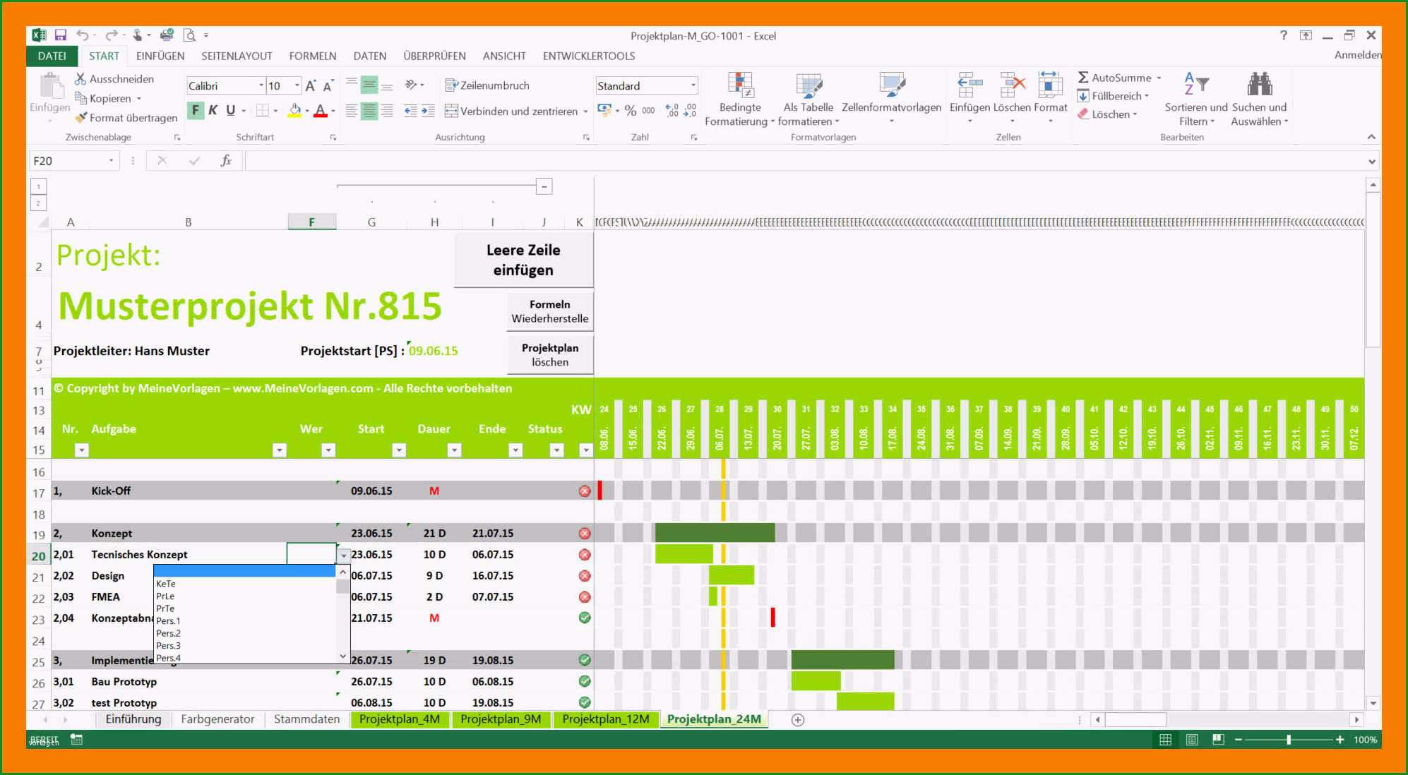 13 terminplan excel vorlage