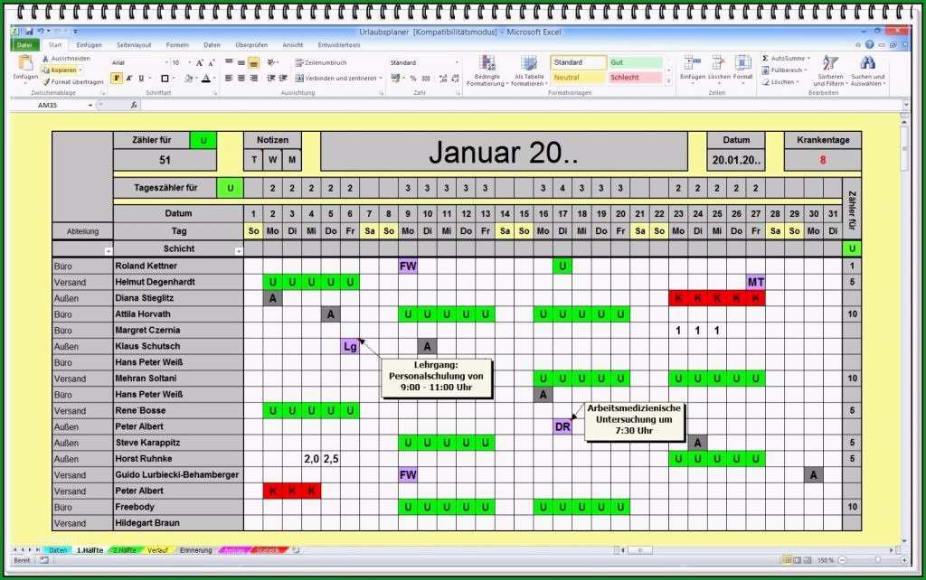 13 vorlage schichtplan