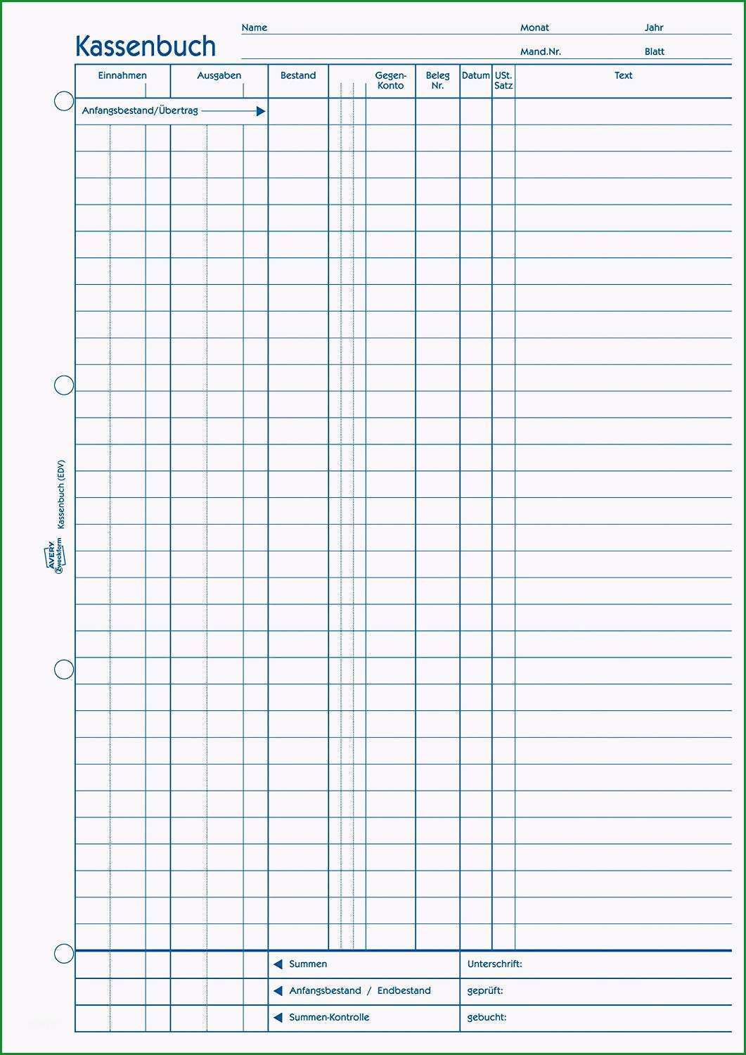 14 kassenbuch vordruck pdf