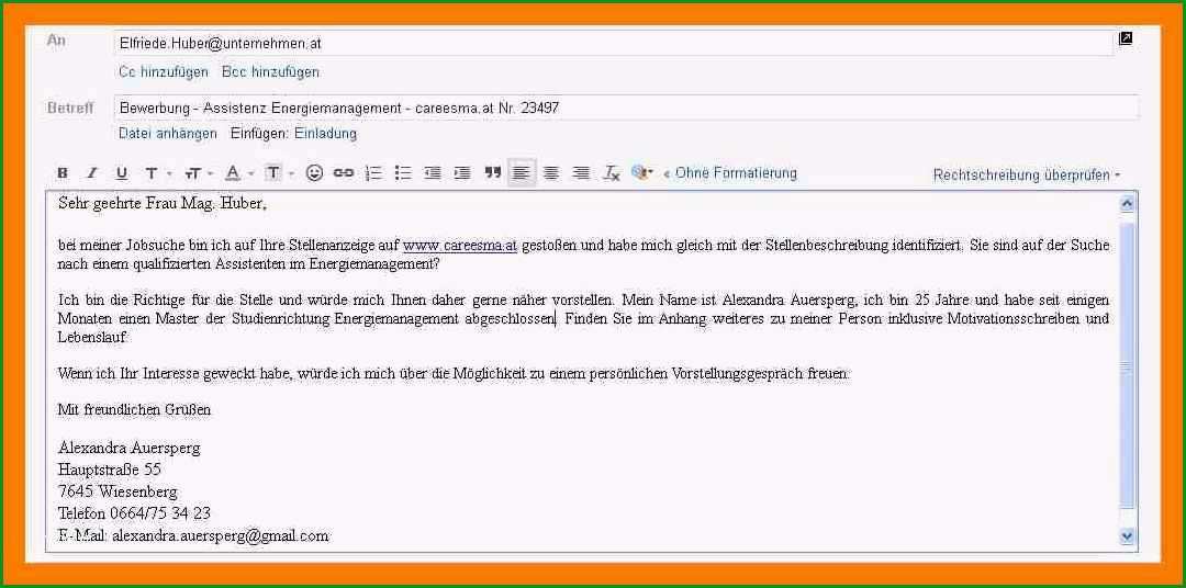 15 bewerbungsschreiben email vorlage