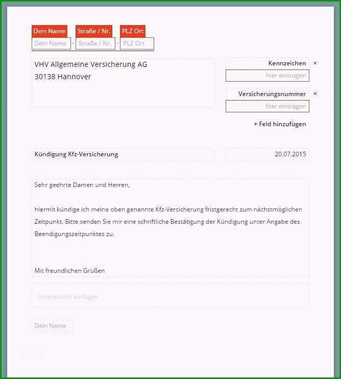 18 kundigungsschreiben versicherung vorlage word