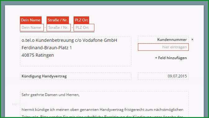 vorlage kundigung handyvertrag vodafone