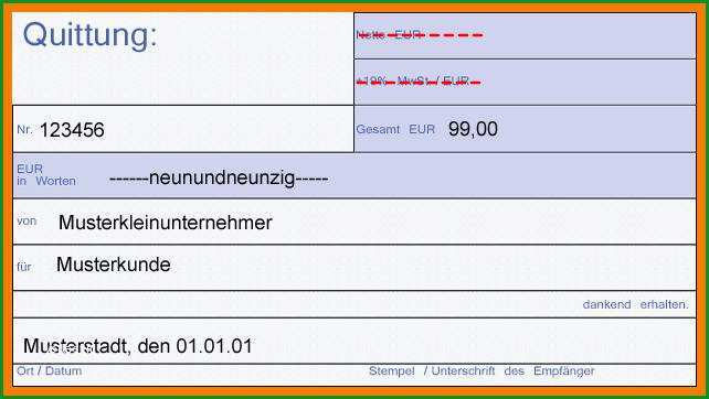 7 quittung kleinunternehmer vorlage
