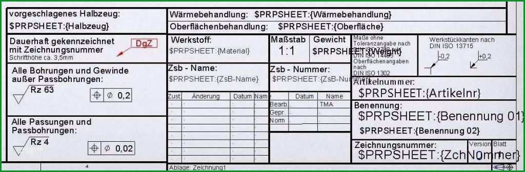 schriftfeld technische zeichnung vorlage a3