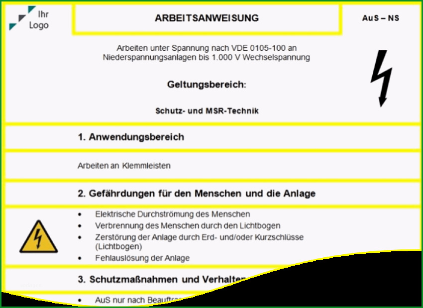 arbeitsanweisung muster kostenlos