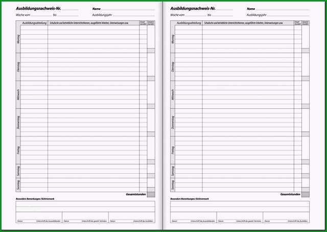 berichtsheft ausbildungs nachweis a4 taeglich 28bl